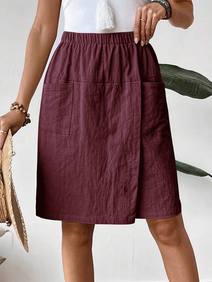 Γυναικεία Λινό από ψεύτικο βαμβάκι Σορτσάκια Καλοκαιρινό σορτς Διακοπές Μοντέρνα Κομψό στυλ street Μήκος γόνατος Ψηλή Μέση Σκέτο Κορδόνι Τσέπη Ελαστική μέση Άνεση Ικανότητα να αναπνέει Άνετο 2026 - $21.99 –P4