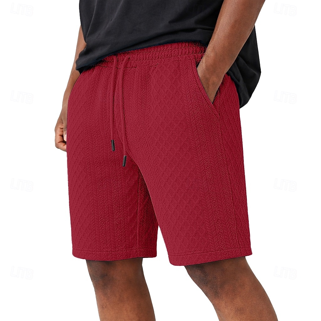 Men's Shorts Casual Shorts Jacquard Pocket Plain Textured Comfort Breathable Above Knee Casual Outdoor Beach Vacation Fashion Navy Blue Light Grey Micro-elastic 2026 - $17.99 –P5