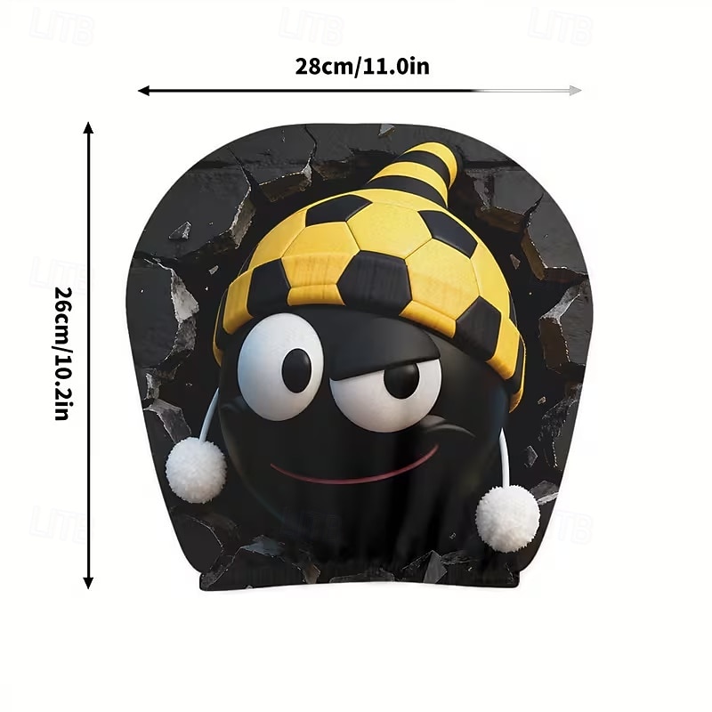 2 stuks grappige hoofdsteunhoezen met voetbalhoofd-uitdrukking voor in de auto, gemaakt van non-woven polyester, universele pasvorm, wasbaar, eenvoudig te installeren, perfect voor roadtrips of 2026 - $9.49 –P24