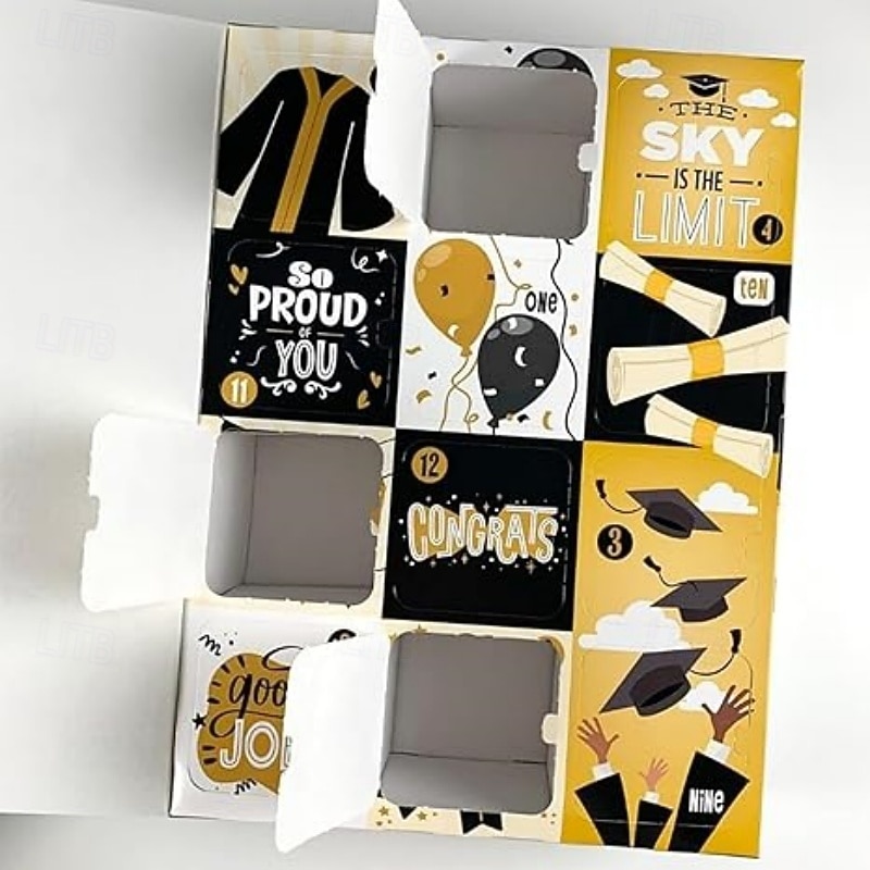 Calendario dell'Avvento di laurea di 12 giorni, scatola regalo vuota, elegante scatola di carta per laurea, confezione regalo a sorpresa da riempire per la laurea, scatola regalo con cappello di del 2026 a $16.99 –P5