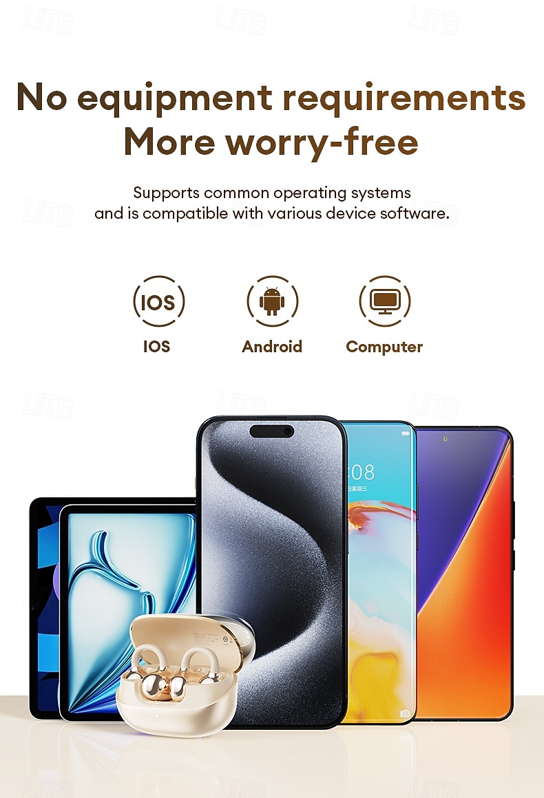 2026年 Lenovo オープンイヤークリップオンワイヤレスイヤホン、Bluetooth 6.0ヘッドホン、充電ケース付き、再生時間25時間、コンパクト &パワフルなサウンド、内蔵マイク、スポーツやワークアウトに最適な快適なフィット感のイヤホン。男女兼用。  コレクション – $29.99 –P15