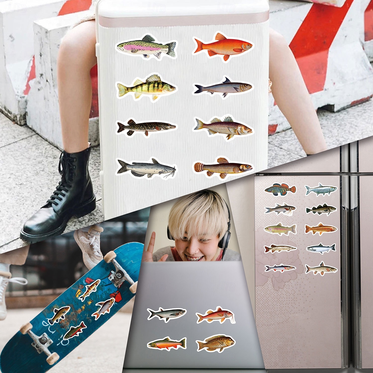 110 adesivi di pesci per adulti e bambini, adesivi in vinile impermeabili di animali marini oceanici per laptop, borraccia, telefono, Kindle, diario, album di ritagli, skateboard, bagagli, senza del 2026 a $10.49 –P5