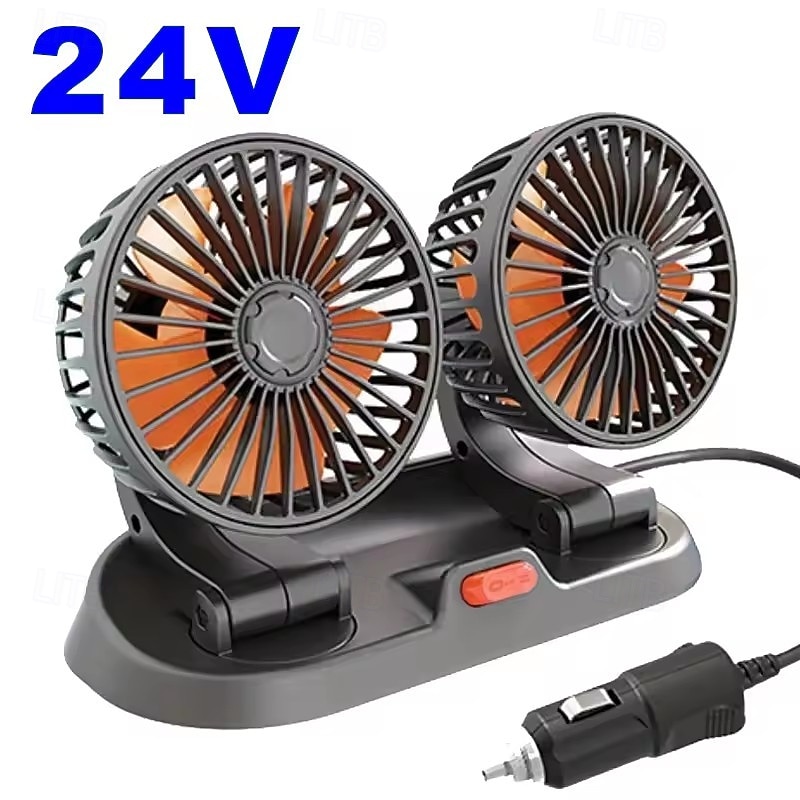 Dual Head Car Fan 12V 24V USB Powered, 360° Rotatable Portable Vehicle Cooling Fan, Quiet Powerful Auto Air Circulator for Dashboard Headrest, Universal Fit for Car, SUV, Truck, RV, Van 2026 - $41.99 –P7