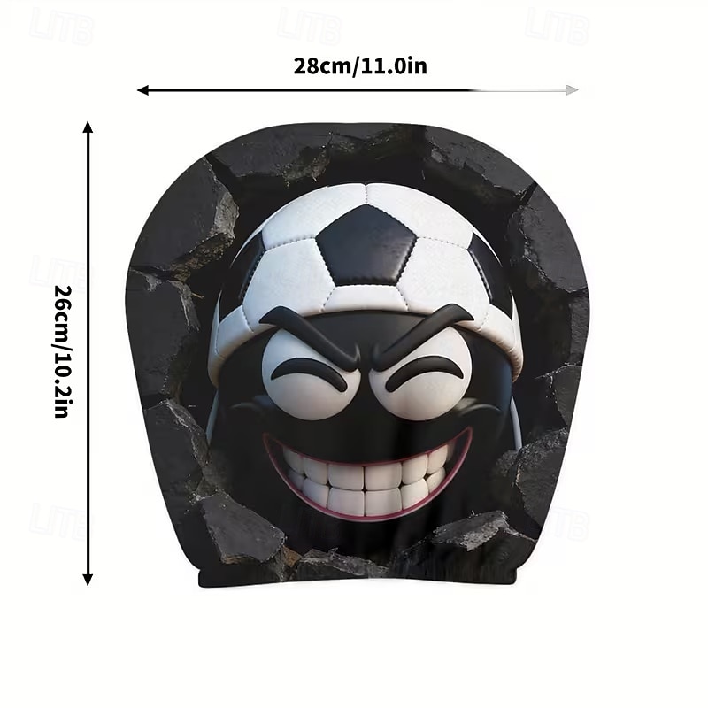 2 stuks grappige hoofdsteunhoezen met voetbalhoofd-uitdrukking voor in de auto, gemaakt van non-woven polyester, universele pasvorm, wasbaar, eenvoudig te installeren, perfect voor roadtrips of 2026 - $9.49 –P19