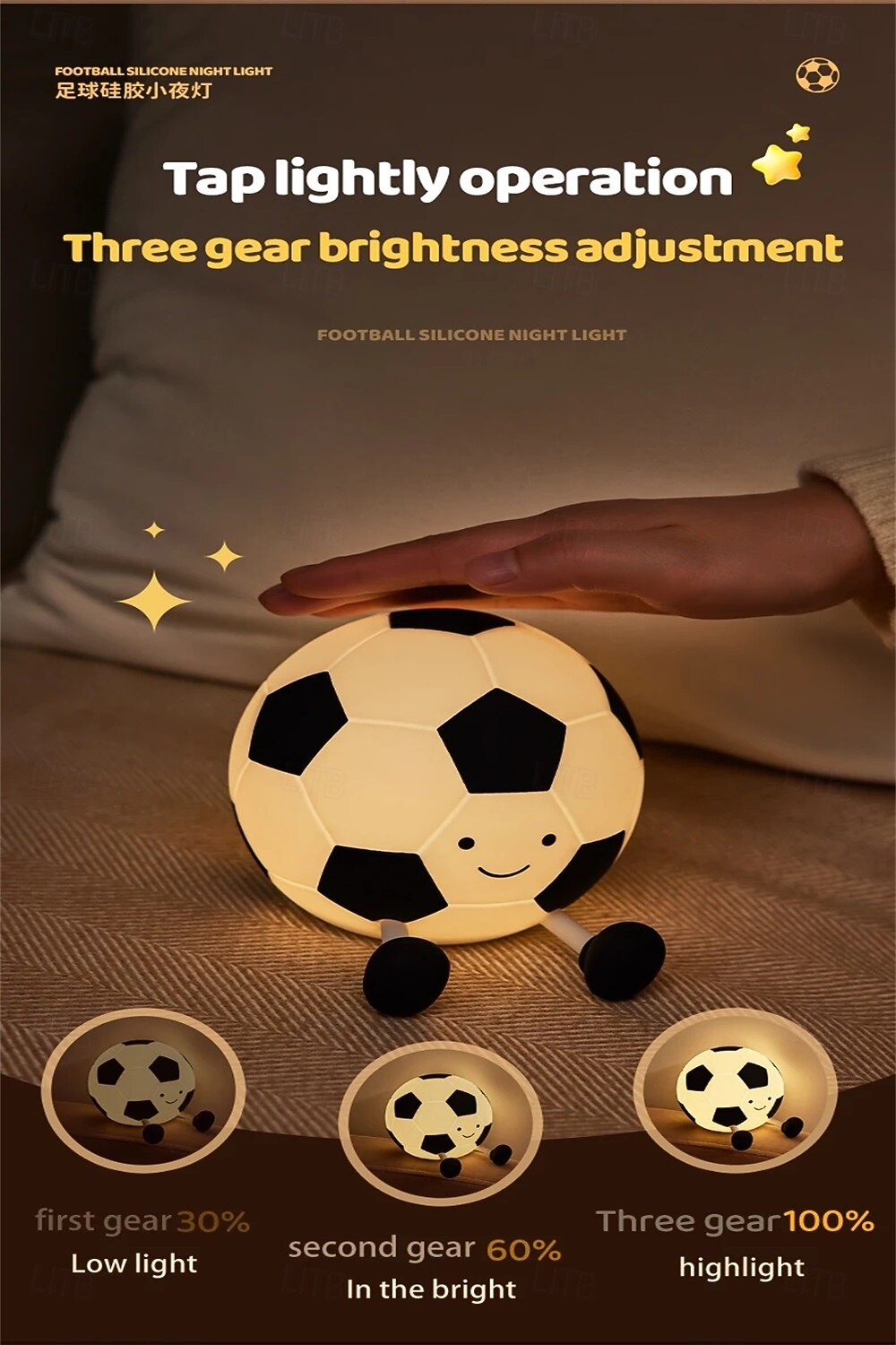 Soccer Night Light for Kids Boys, Soft Silicone Football Lamp with 3 Brightness Levels and Timer, USB Rechargeable Squishy Bedside Light for Bedroom Decor, Cute Sports Gift for Soccer Fans 2026 - $17.99 –P3