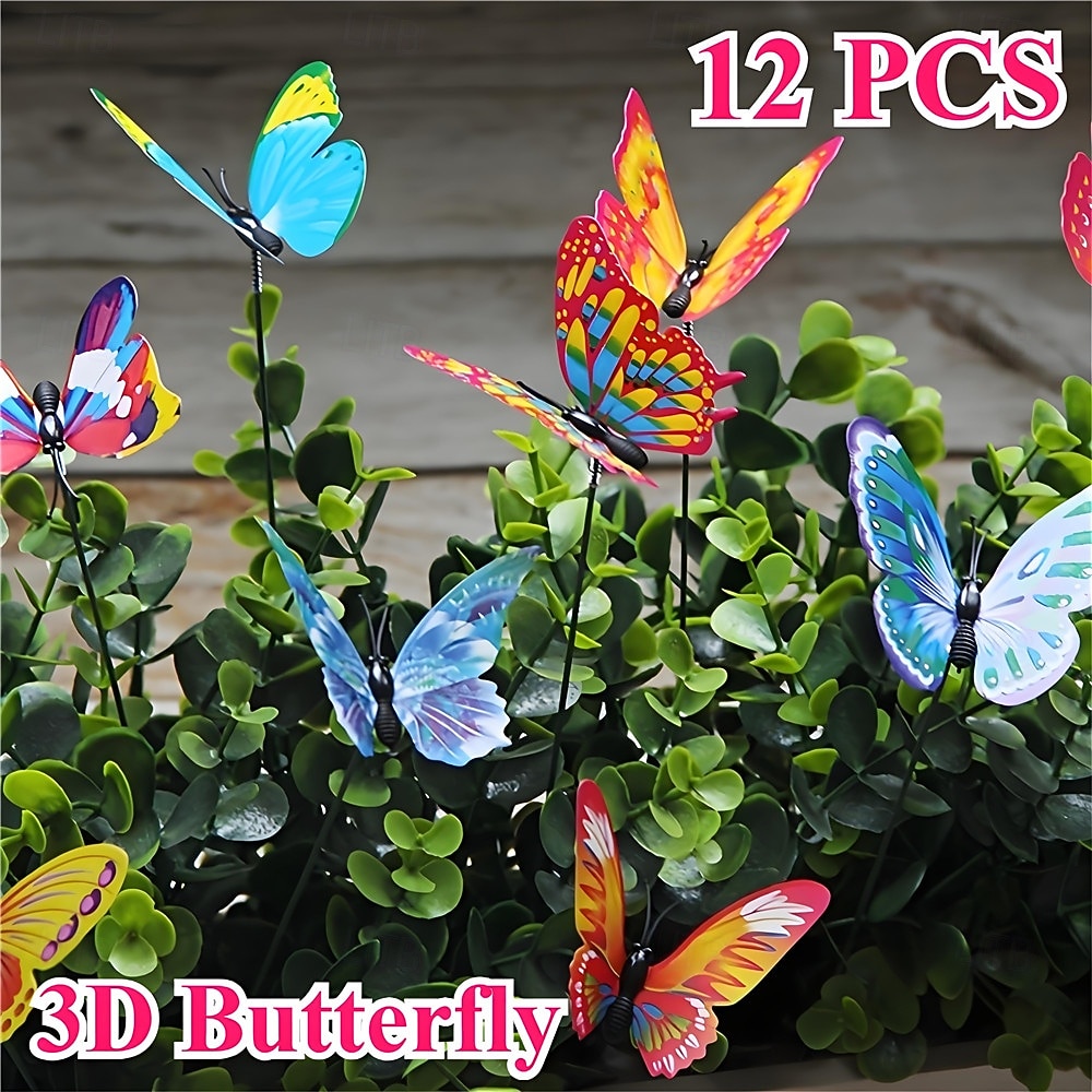 12pcs Glowing 3D Butterfly Stakes, Luminous Imitation Colorful Butterfly Stakes for Garden Planters, Outdoor Decor, Yard Decor, Flower Pot Bonsai Decor 2026 - $19.99 –P1
