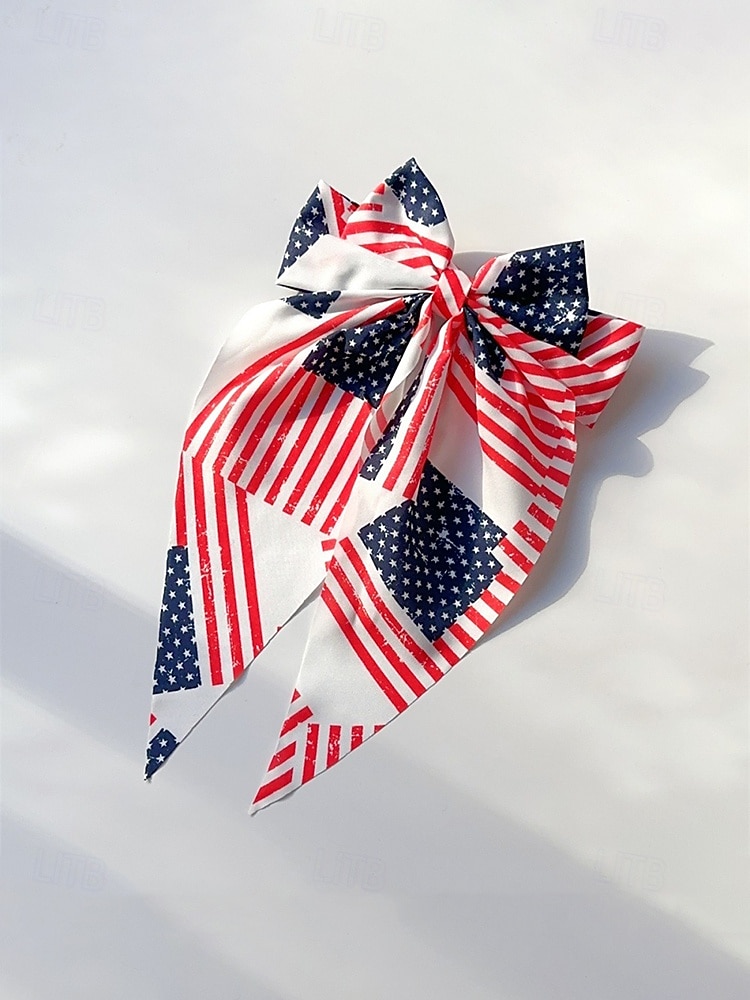 Женский патриотический бант из полиэстера, большая заколка-бант для волос с принтом флага США в разных узорах, посвященная 250-летию США, Дню независимости, повседневной носке, путешествиям и отдыху. 2026 - $7.99 –P7