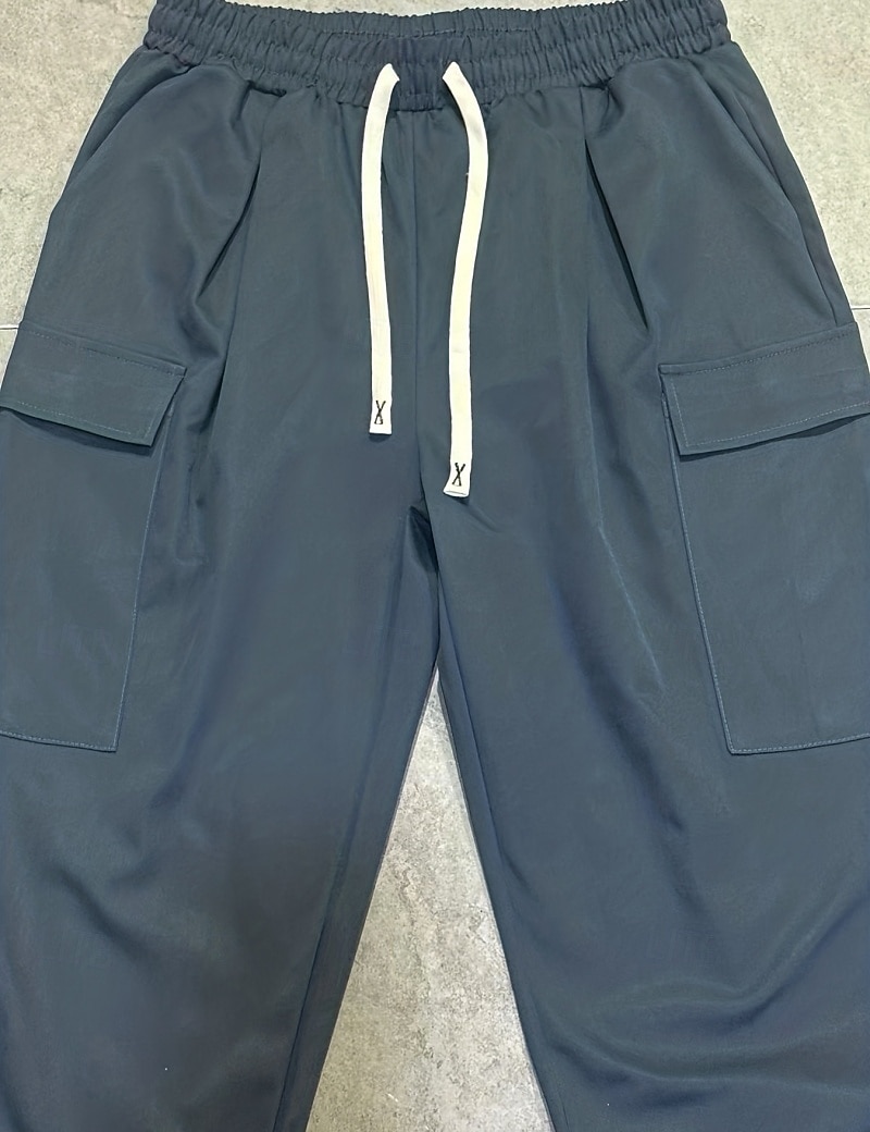 Men's Trousers Casual Pants Drawstring Pocket Plain Comfort Breathable Full Length Home Outdoor Streetwear Vacation Fashion Blue Khaki Inelastic 2026 - $31.99 –P4