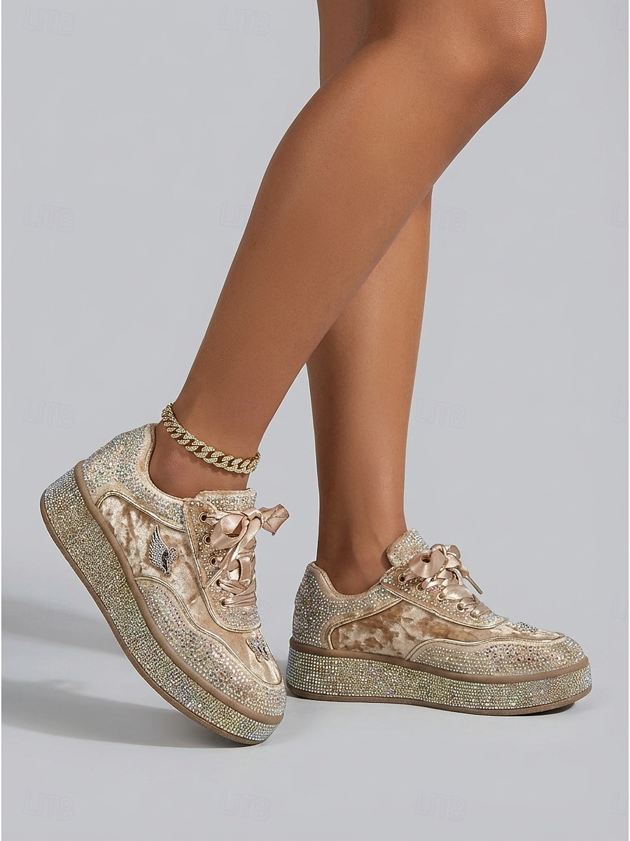 sneakers con plateau e strass da donna - scarpe alla moda in velluto nero per le feste notturne del 2026 a $54.99 –P2