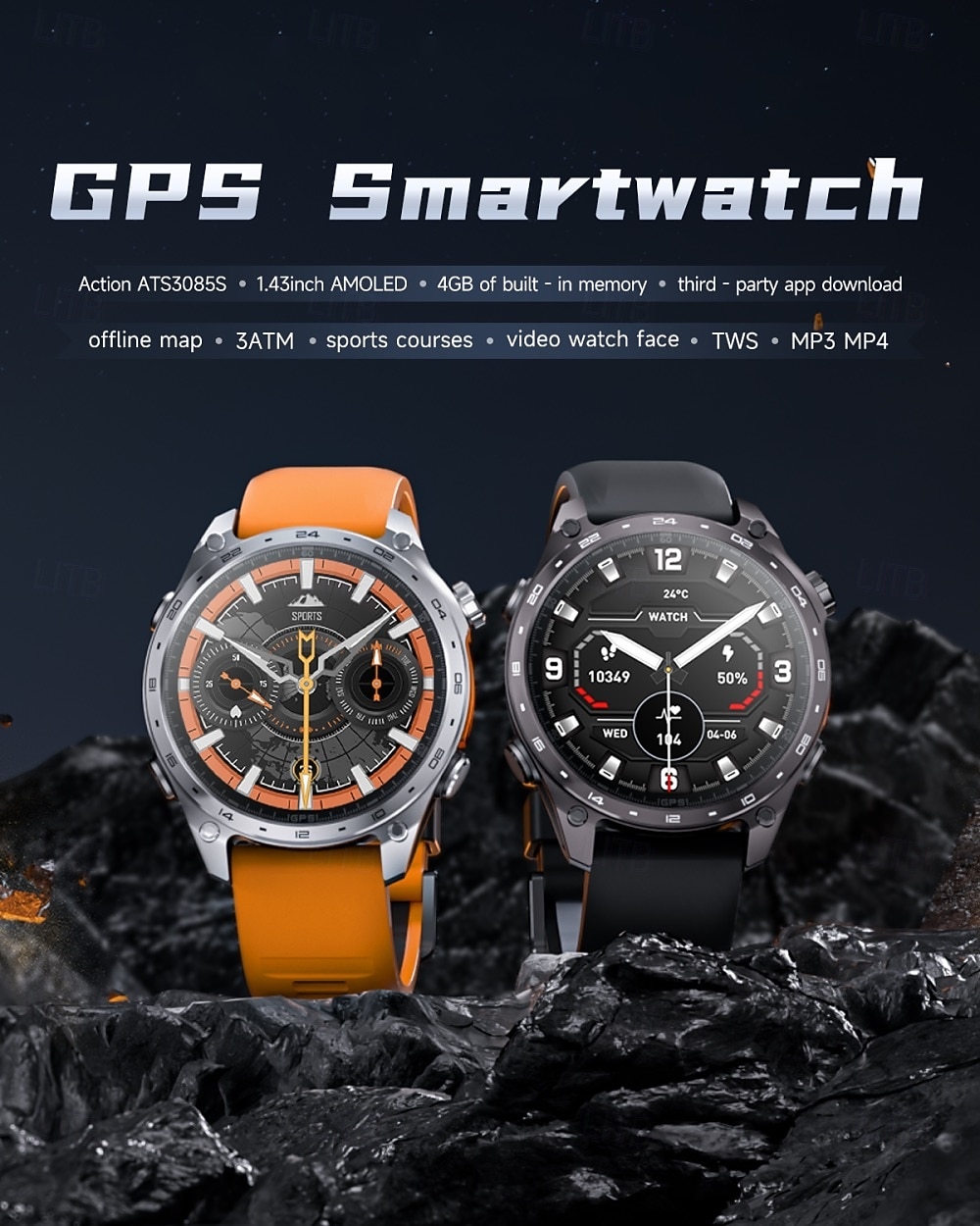 Smartwatch da uomo Amolde HD300 Pro con GPS, mappe offline, memoria da 4 GB, registratore, torcia, sport all'aria aperta, barometro, altimetro e bussola. del 2026 a $97.99 –P1