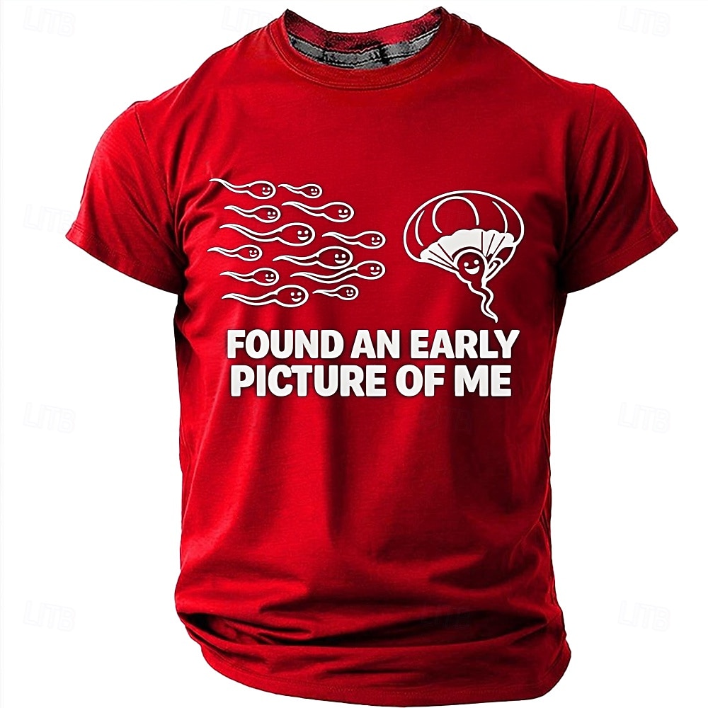 Men's FOUND AN EARLY PICTURE OF ME Funny Born Winner Graphic T-Shirt Sperm Parachute Cartoon Joke Tee Smart Player Humor Creative Gag Gift Short Sleeve Casual Designer Clothing Apparel S M L XL XXL XX 2026 - $21.99 –P10