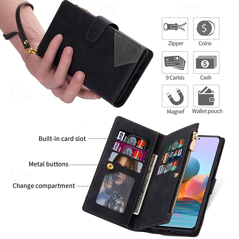 Phone Case For Samsung Galaxy S26 S26 Plus S26 Ultra Wallet Case Zipper Full Body Protective Kickstand Geometric Pattern PU Leather 2026 - $20.99 –P6