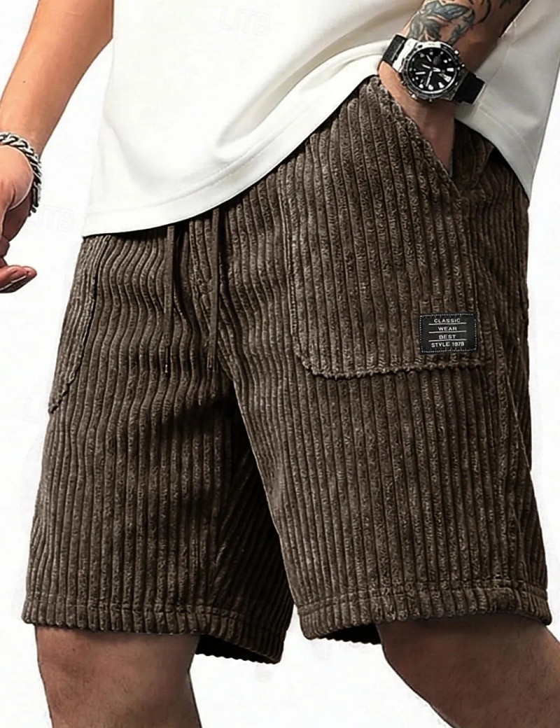 Per uomo Shorts Pantaloncini casual Pantaloncini di velluto a coste Tasca Semplice Comodità Traspirante Corto Casuale All'aperto Vacanza Vacanza Streetwear Nero Bianco Inelastico del 2026 a $25.99 –P6