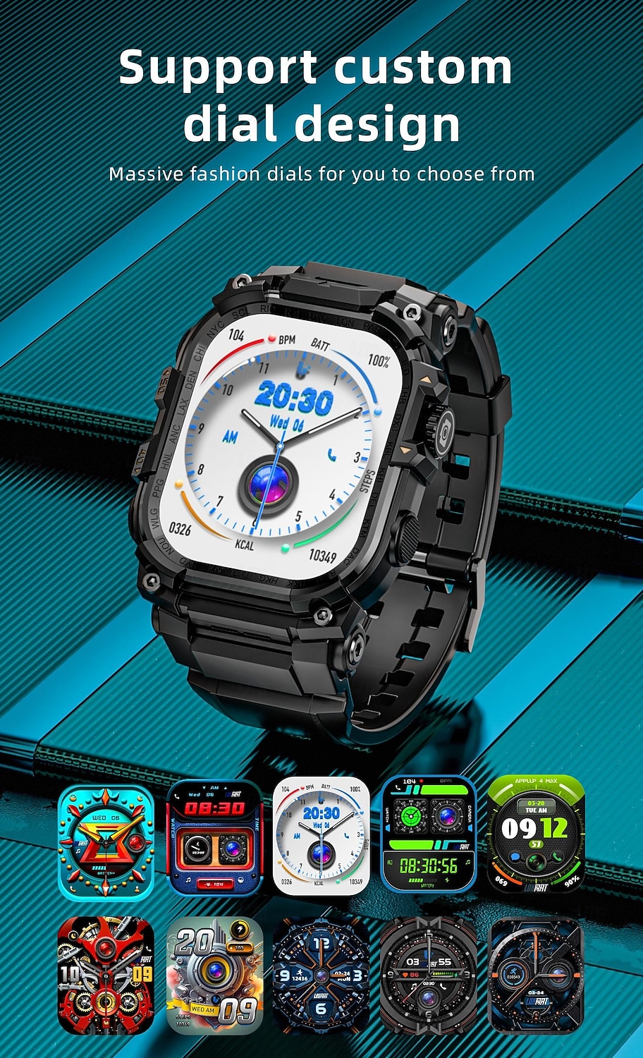 Relógio inteligente Lokmat Appllp 7 Max de 2,06 polegadas com 4G LTE, pedômetro, lembrete de chamadas, monitor de sono, compatível com Android e iOS, unissex, GPS, chamadas em modo mãos-livres, controle de mídia, IPX-4, 60 mm. de 2026 por $187.99 –P11