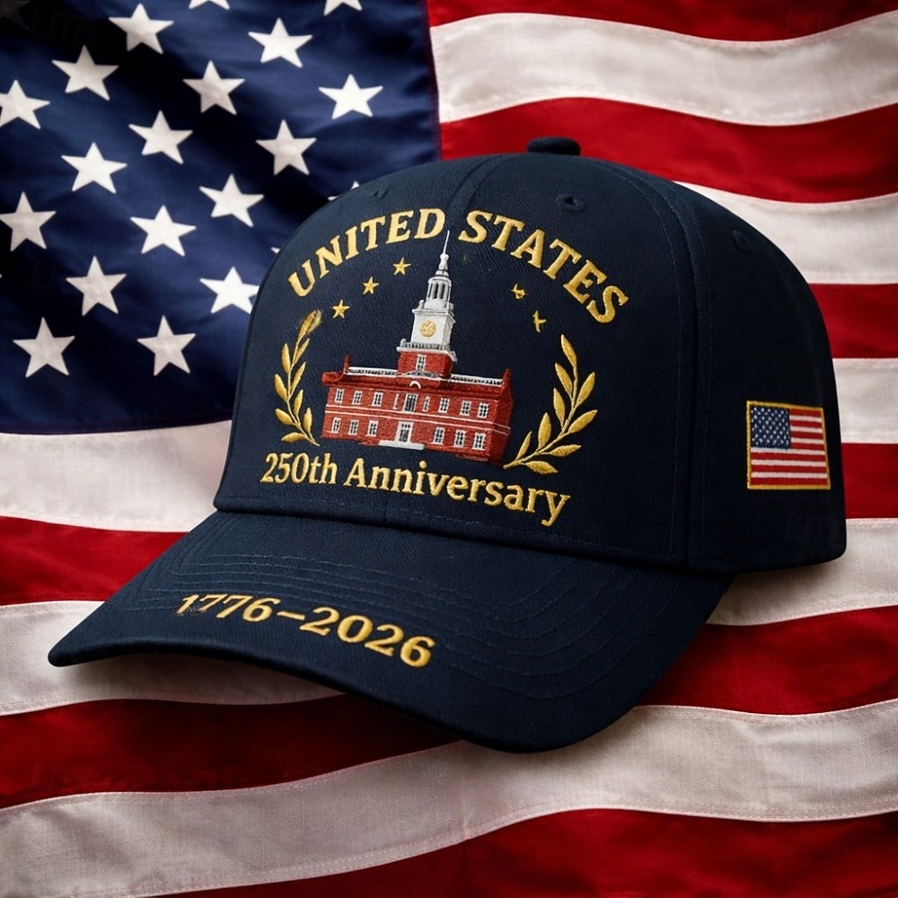 USA:s 250-årsjubileumskepp, broderad patriotisk basebollkeps, 1776-2026, justerbar bomullskepp, 4 juli, USA-firandegåva 2026 - $16.99 –P1