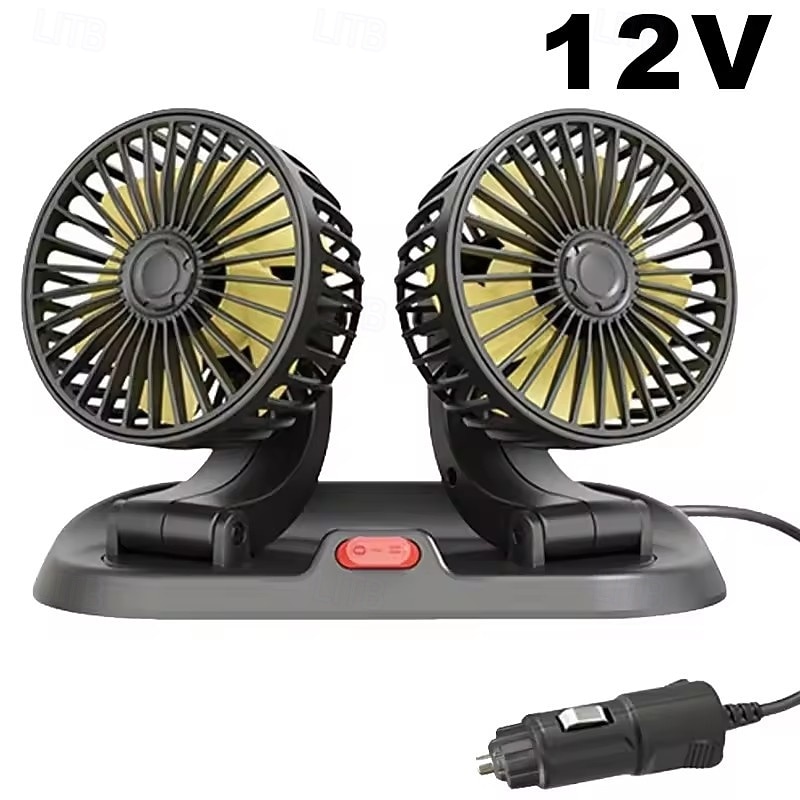 Dual Head Car Fan 12V 24V USB Powered, 360° Rotatable Portable Vehicle Cooling Fan, Quiet Powerful Auto Air Circulator for Dashboard Headrest, Universal Fit for Car, SUV, Truck, RV, Van 2026 - $41.99 –P6
