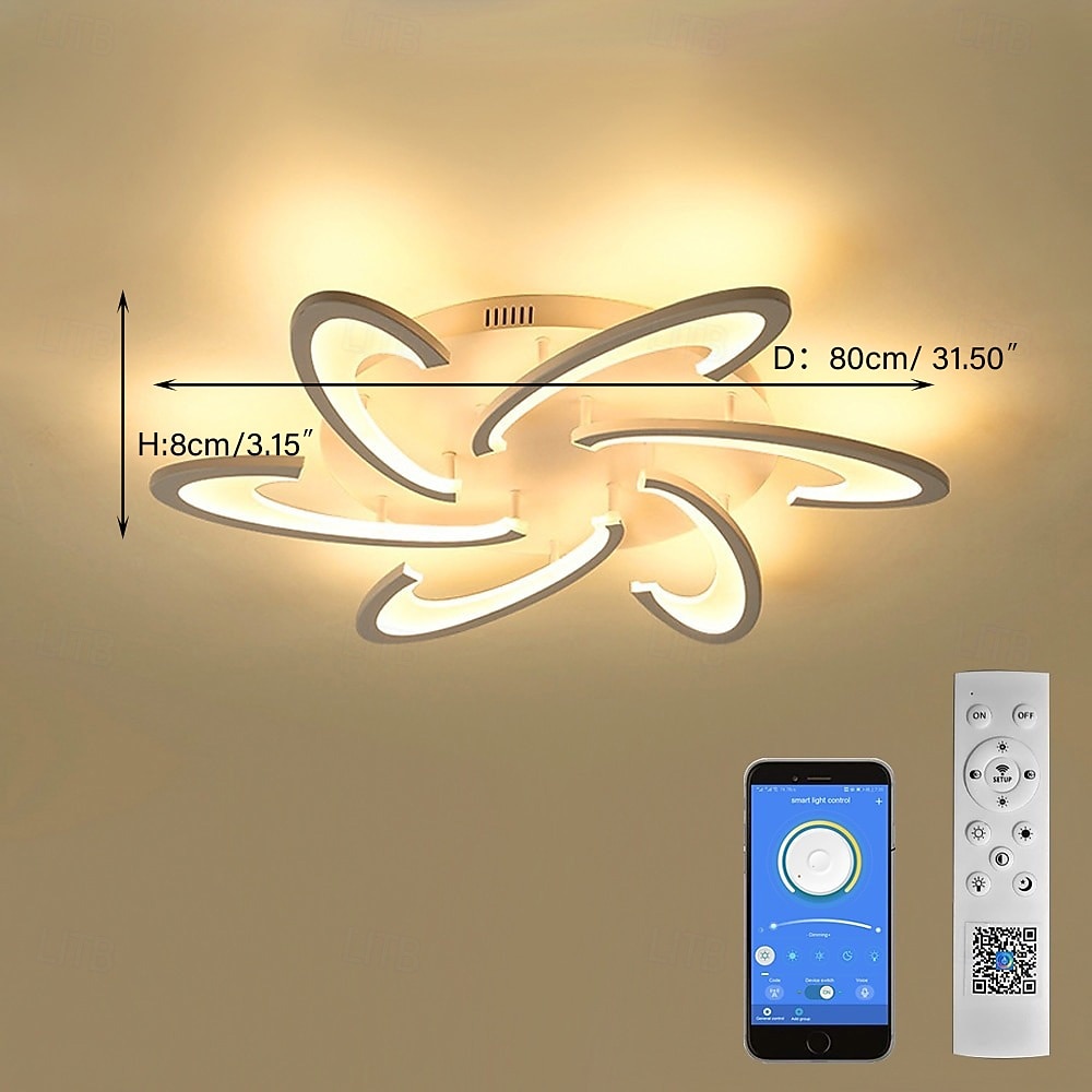 Φωτιστικό οροφής led μοντέρνο μαύρο ακρυλικό 3 6 12 κεφαλές έλεγχος εφαρμογής με τηλεχειριστήριο για τραπεζαρία γραφείου σαλόνι 220-240v σχέδιο λουλουδιών με δυνατότητα ρύθμισης μόνο με τηλεχειριστήριο 2026 - $112.99 –P2