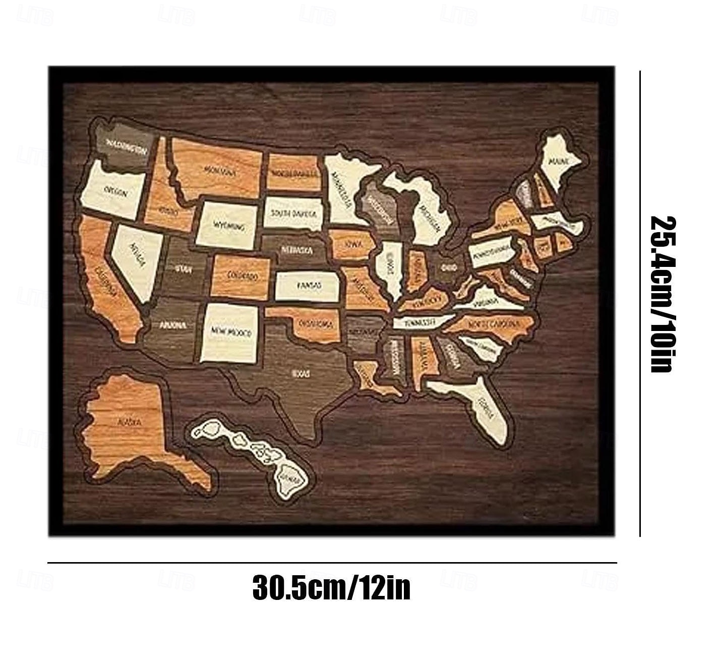 Trepuslespill med kart over USA, pedagogisk geografiverktøy, 30,5 x 25,4 cm, reisekart med landemerker i USA, morsomme leker med reisekart, realistiske landemerkedetaljer, for par og familier 2026 - $30.99 –P9