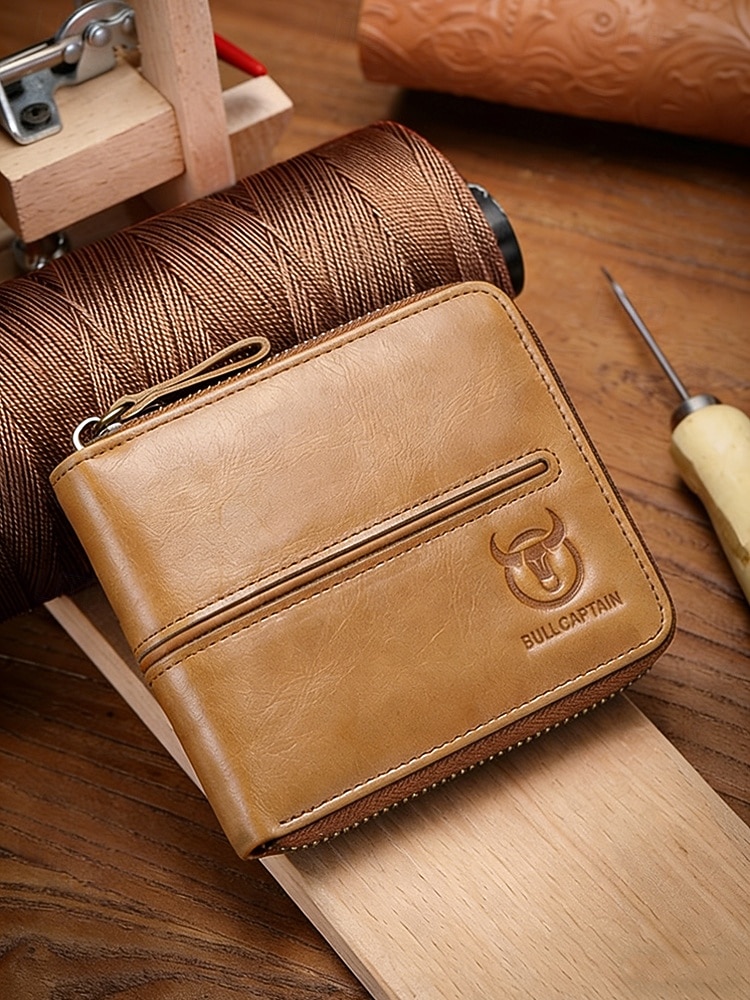 Herre vintage lommebok i ekte skinn i flere farger stor kapasitet flere kort glidelås rundt bifold lommebok for uformell daglig bruk, reiseferie og hverdagsbruk 2026 - $26.99 –P2