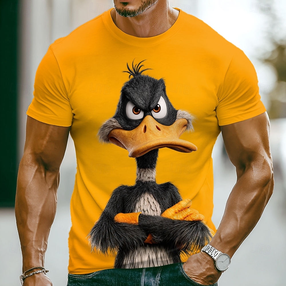 Herre Dyr Morsom And T skjorte Kortermet T skjorte 3D-utskrift Crew-hals Skjorte overdrevet Designer Fest Ferie Svart Gul Sommer Vår Klær S M L XL XXL XXXL 2026 - $9.99 –P1