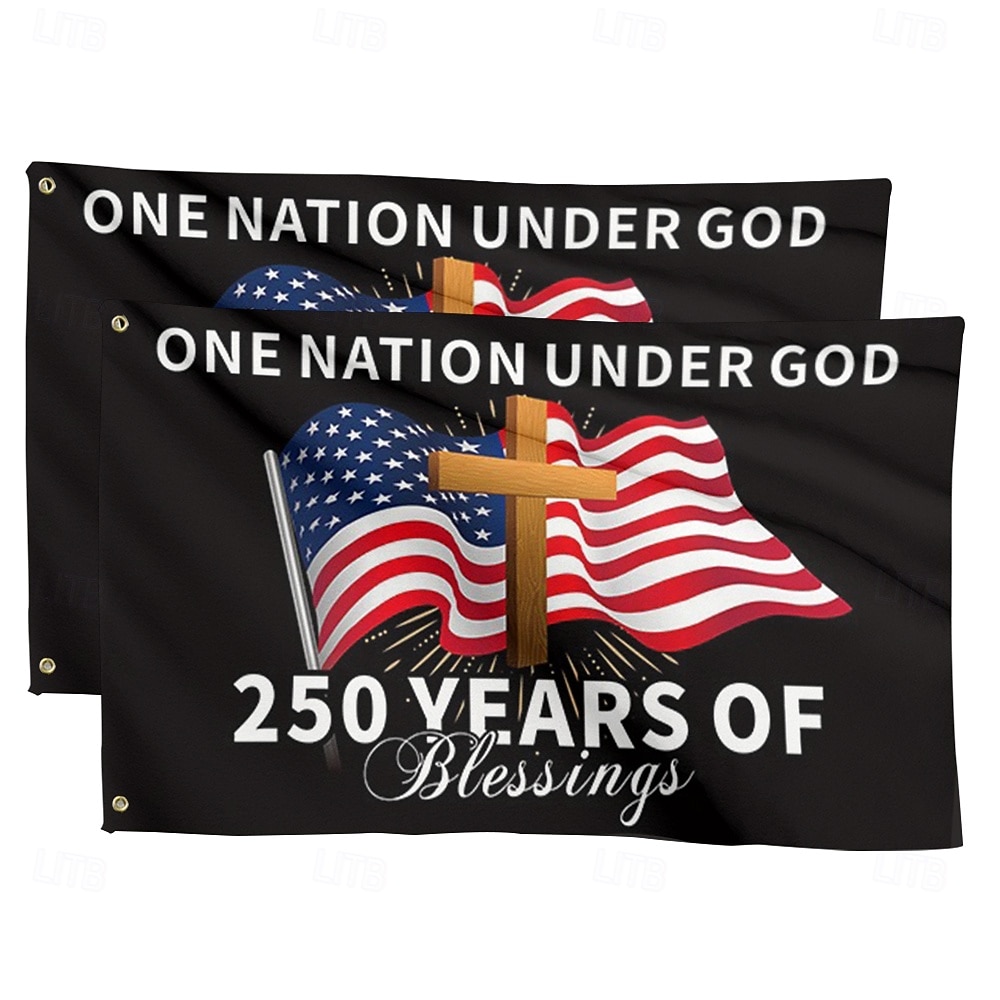 2 pezzi Bandiera USA per esterni del 250° anniversario Noi il Popolo 1776-2026 Bandiera patriottica per cortile e casa per il 4 luglio del 2026 a $27.99 –P1