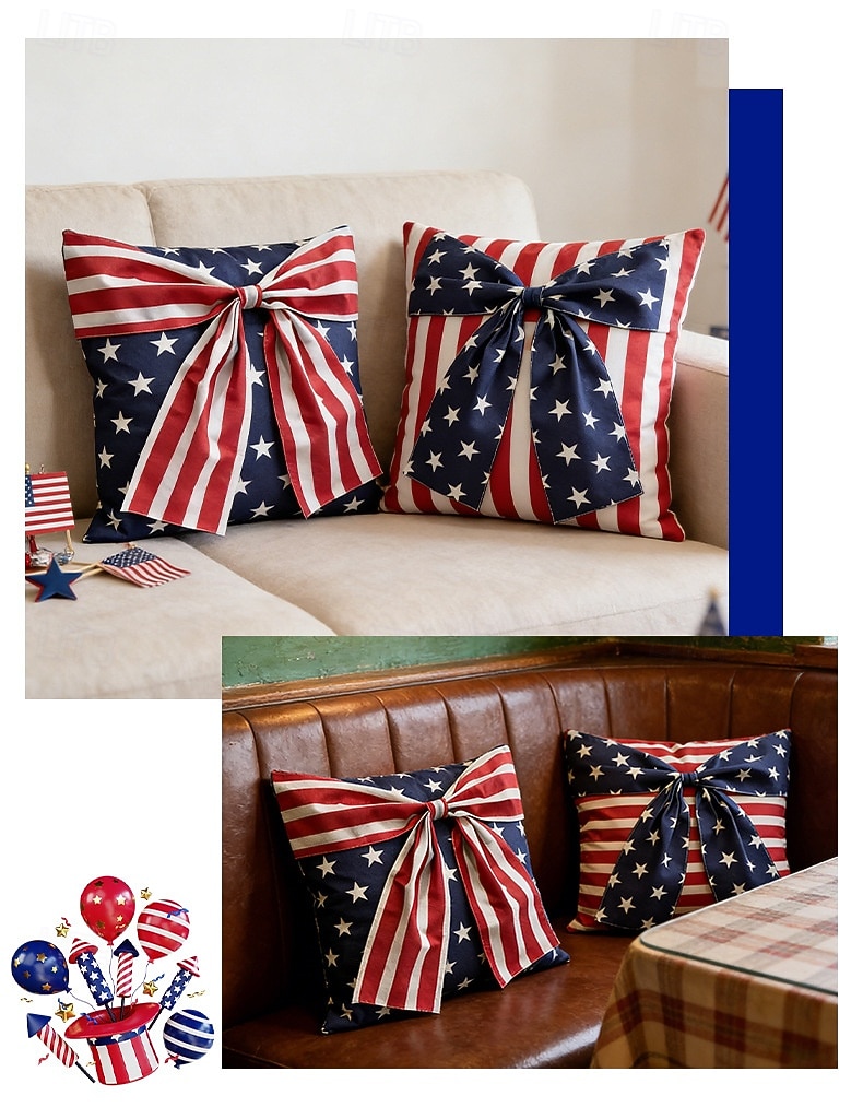 250ή επέτειος των ΗΠΑ, κάλυμμα μαξιλαριού με σχέδιο φιόγκου, αναμνηστική διακόσμηση αυλής 1776-2026 για πατριωτικό εορτασμό, ημιπεντηκονταετία, 4η Ιουλίου, ημέρα ανεξαρτησίας, διακόσμηση καναπέ 2 τεμαχίων ή 4 τεμαχίων 2026 - $15.49 –P2
