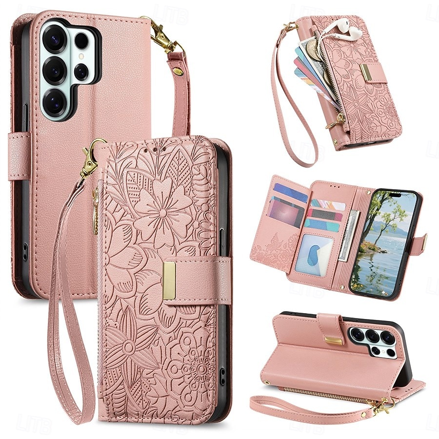 Phone Case For Samsung Galaxy S26 S26 Plus S26 Ultra Wallet Case Flip Cover with Stand Holder Zipper with Wrist Strap Tree Retro TPU PU Leather 2026 - $18.99 –P2
