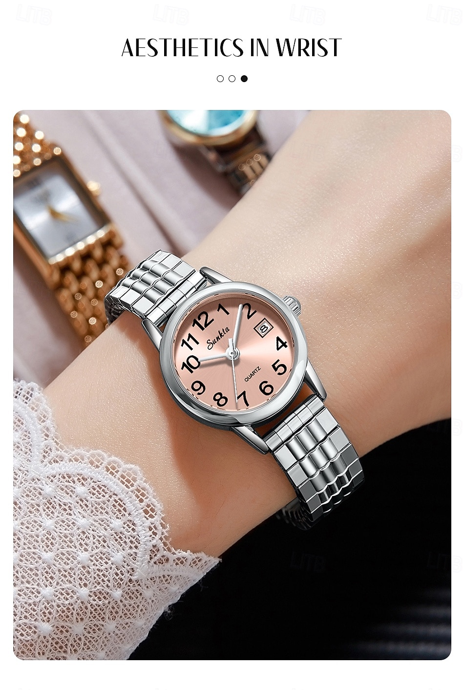 Women's Watch with Steel Elastic Band, Easy to Read Ladies Quartz Watches with Pink Dial and Date Display, Stainless Steel Stretch Bracelet Wrist Watch for Women Girl Gift, Fashion Casual Waterproof 2026 - $18.99 –P2