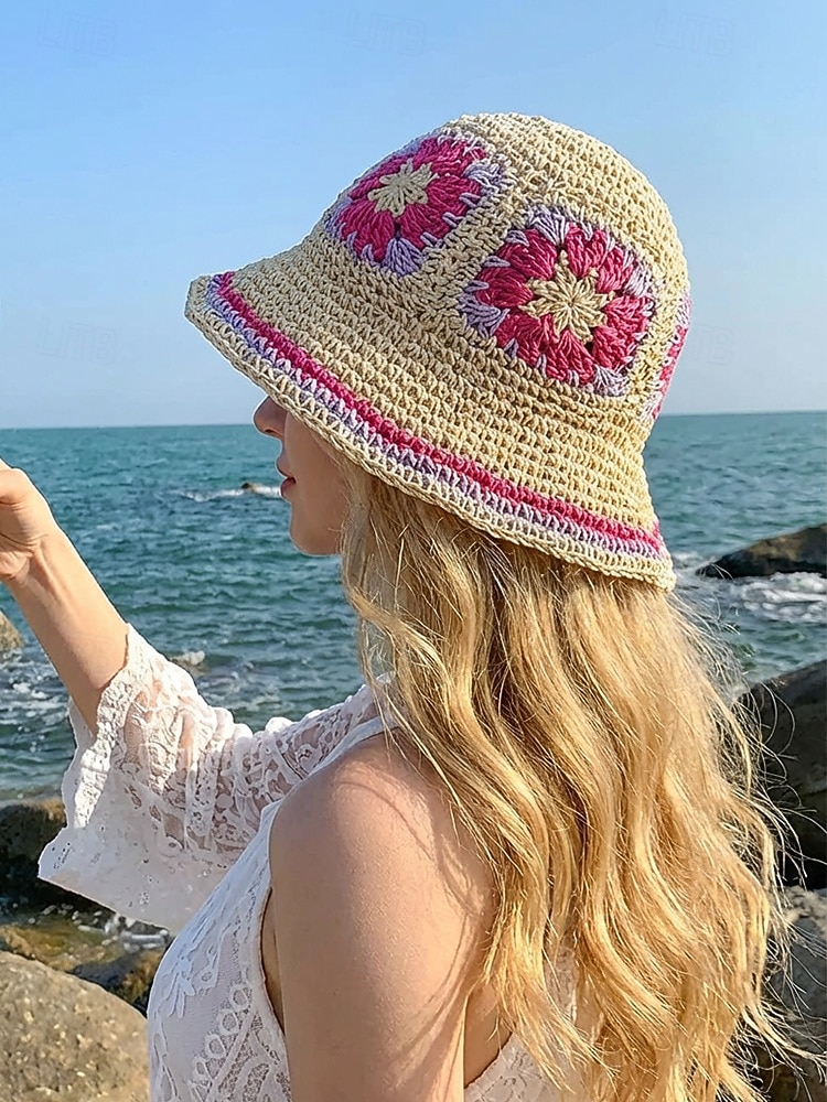 Gewebter Damen-Sonnenhut im Boho-Stil, mehrfarbig, faltbar, perfekt für Strand- und Resorturlaube sowie als lässiger Alltagsbegleiter 2026 - $14.99 –P4