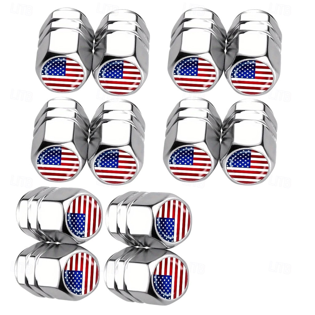 12 stk. patriotiske amerikanske flagg dekkventilhetter, aluminium sekskant støvtette bilhjulventilhetter, 4. juli uavhengighetsdagen 250-årsjubileum minnedag dekorasjoner 2026 - $15.99 –P1