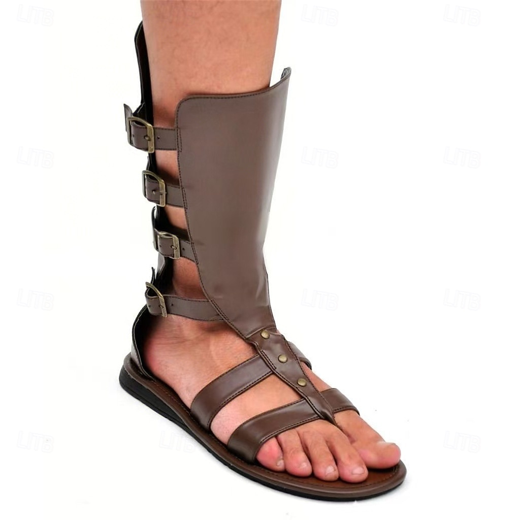 Retro vintage Middeleeuws Renaissance Sandalen Ridder Gladiator Ranger Kostuum Voor heren Keltisch Piraat Halloween Carnaval Ren Faire Retro themafeest Volwassenen Schoenen 2026 - $56.99 –P4