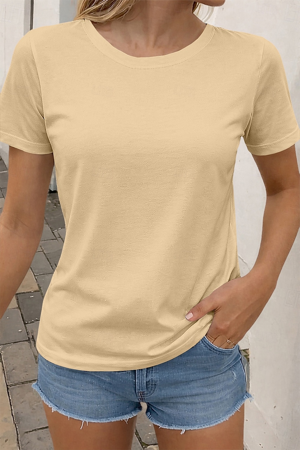 Pentru femei Mărime Plus Tricou Tricouri Culoare solidă Clasic Casual Manșon scurt Stil Nautic Topuri obișnuite Zilnic Ieșire Negru Alb Roz Îmbujorat Gri Închis Caisă Vară Primăvară 2026 - $19.99 –P7