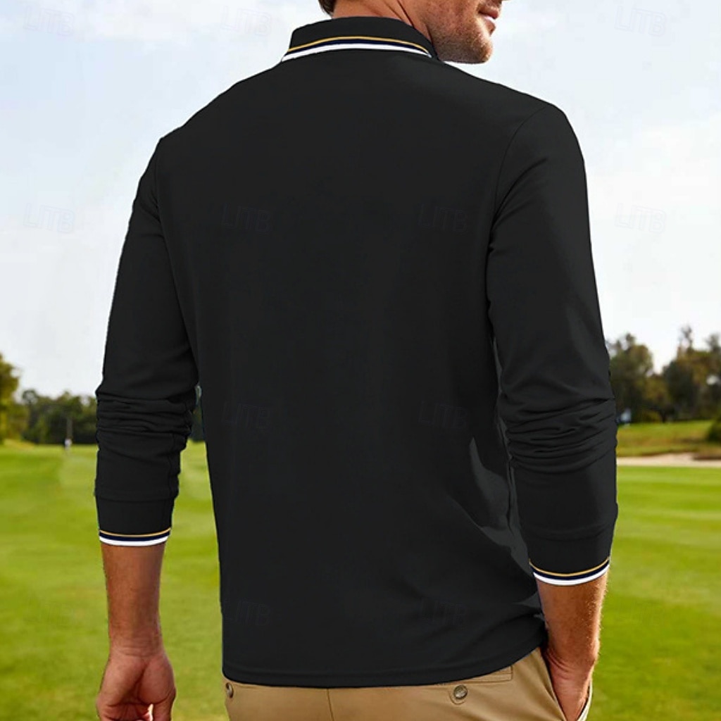 Men's Golf Shirt Golf Polos Shirts Casual Street Lapel Long Sleeve Basic Modern Plain Buttons Spring Fall Regular Fit Black White Red Navy Blue Dark Grey Light Blue Golf Shirt 2026 - $20.99 –P17