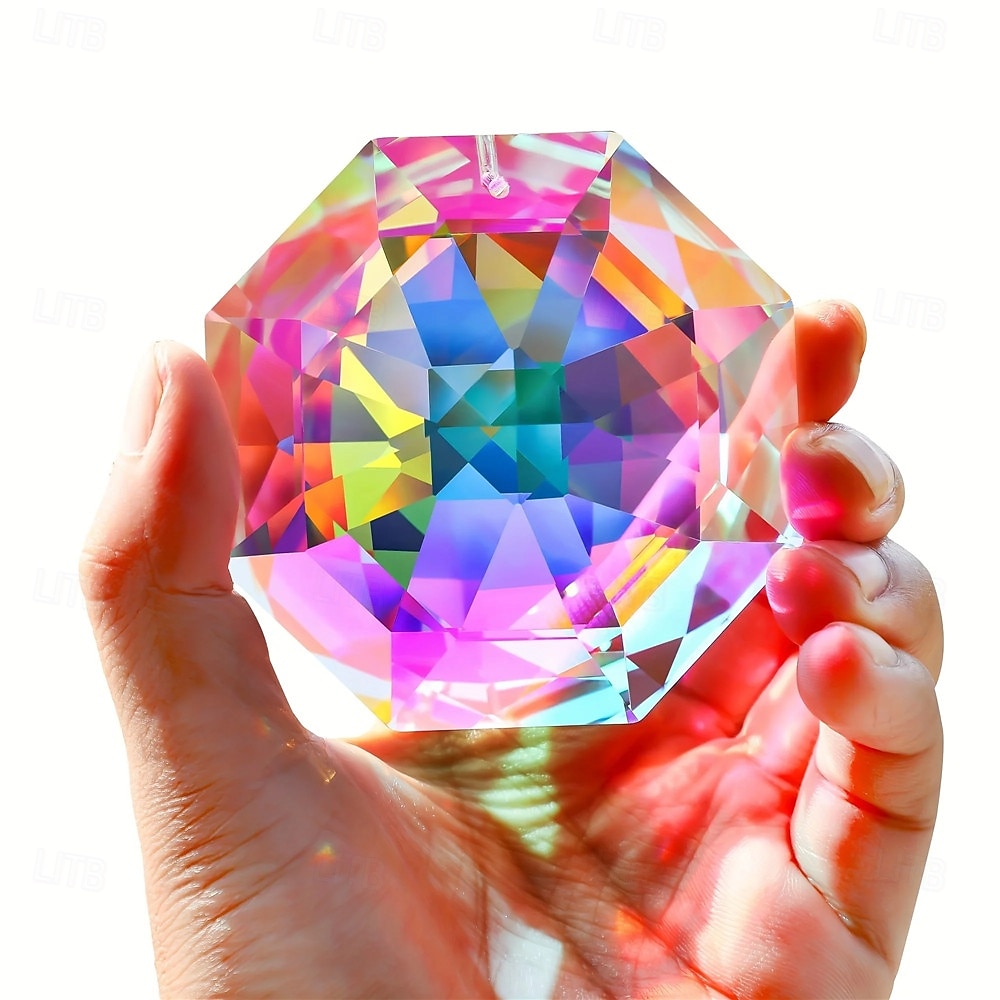 Acchiappasole arcobaleno in cristallo da 7,5 cm per finestre, grande acchiappasole ottagonale in cristallo colorato, prisma per interni ed esterni, casa del 2026 a $22.99 –P1