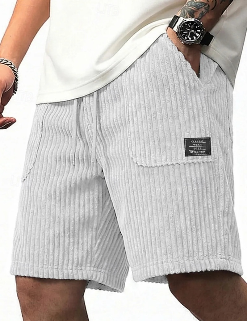 Per uomo Shorts Pantaloncini casual Pantaloncini di velluto a coste Tasca Semplice Comodità Traspirante Corto Casuale All'aperto Vacanza Vacanza Streetwear Nero Bianco Inelastico del 2026 a $25.99 –P9