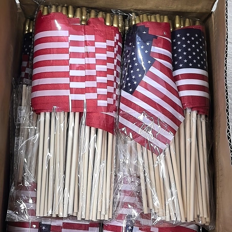 Patriotiske amerikanske miniflagg – 20/50 stk. 4x6-tommers amerikanske treflagg med premium trestenger og trygge gullspydtopper – 4. juli, uavhengighetsdagen, 250-årsjubileum, minnedagen, veterandagen 2026 - $15.99 –P7