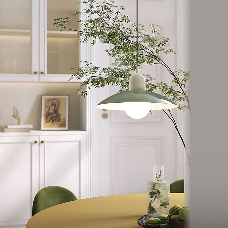 Luminária pendente nórdica de luxo, estilo moderno de meados do século XX, para celeiro; luminária pendente escandinava verde para teto; cúpula de metal; lustre grande estilo industrial para pia de de 2026 por $78.99 –P3