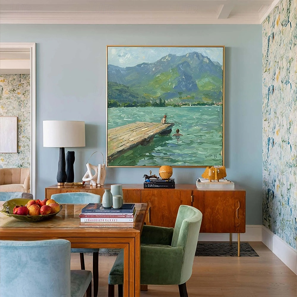 Hang festett olajfestmény Kézzel festett Négyzet Absztrakt Tájkép Modern Impresszionizmus Anélkül, belső keret 2026 - $87.99 –P2