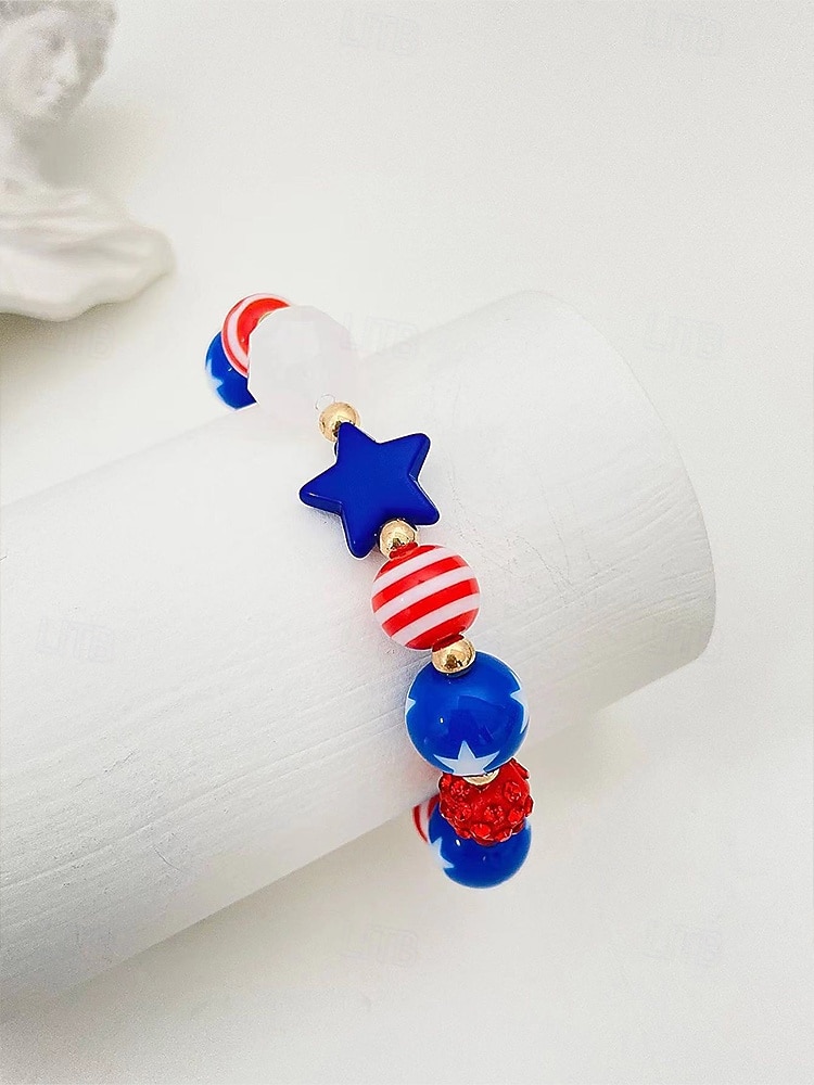 Patriotisches Schmuckset aus Harzperlen für Damen zum 250. Jahrestag der Unabhängigkeit der USA, als Freizeitschmuck und für Reisen. 2026 - $11.99 –P7