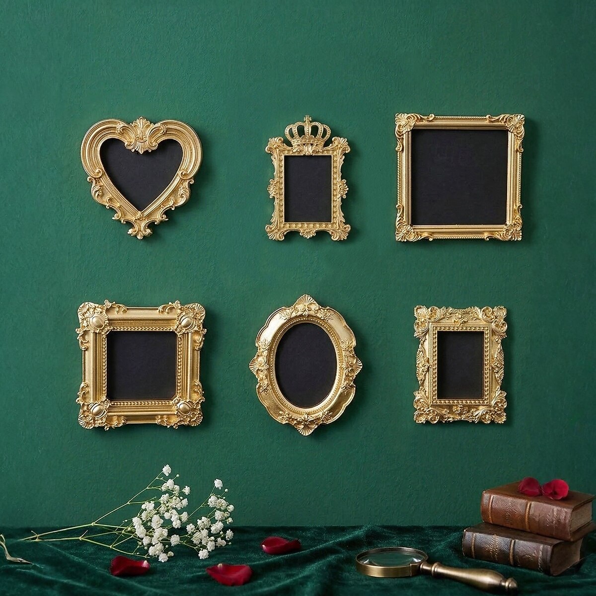 6PCS Vintage Gold Resin Embossed Frame Set – DIY Wall Decor, Photo Frame Accents for Home, Party, Birthday, Wedding, Holiday, Photography Props, Miniature House Decoration 2026 - $42.99 –P2