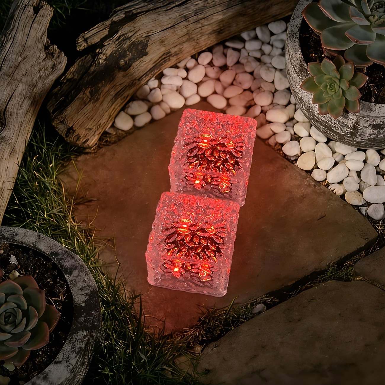 2/4 шт. уличных солнечных садовых светильников, водонепроницаемые светильники в виде ледяных кирпичей для двора, ландшафта, ступеней, дорожек, бассейнов, декоративные солнечные светильники для 2026 - $19.99 –P13