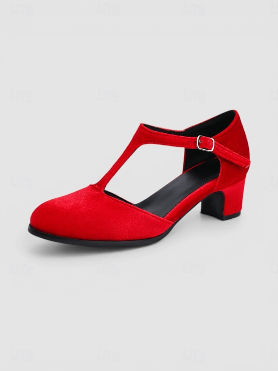 Women's Vintage 1950s Red Velvet Mary Jane Shoes - Elegant T-Strap Block Heels with Round Toe for Retro Parties, Holiday Banquets & Classic Daily Fashion 2026 - $54.99 –P3