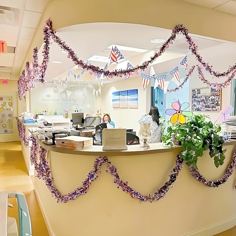 4/6 st patriotisk glittergirlang amerikansk flagga folie fransbanderoll 2m/6,6ft röd vit blå girlang för 4 juli självständighetsdagen minnesdagen arbetsdagen festdekorationer väggbonad heminredning 2026 - $15.99 –P10