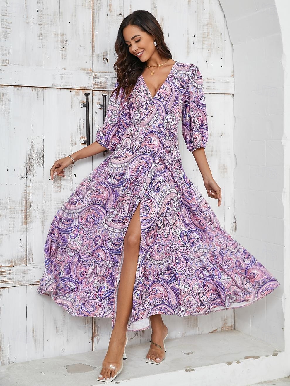 bohemian fancy dress Bohemian Retro Vintage Boho Floor Length Dress Paisley Bohemian V Neck Fancy  Dress Women's Masquerade Music Festival Retro Theme Party Adults' Dress  Summer 2026
