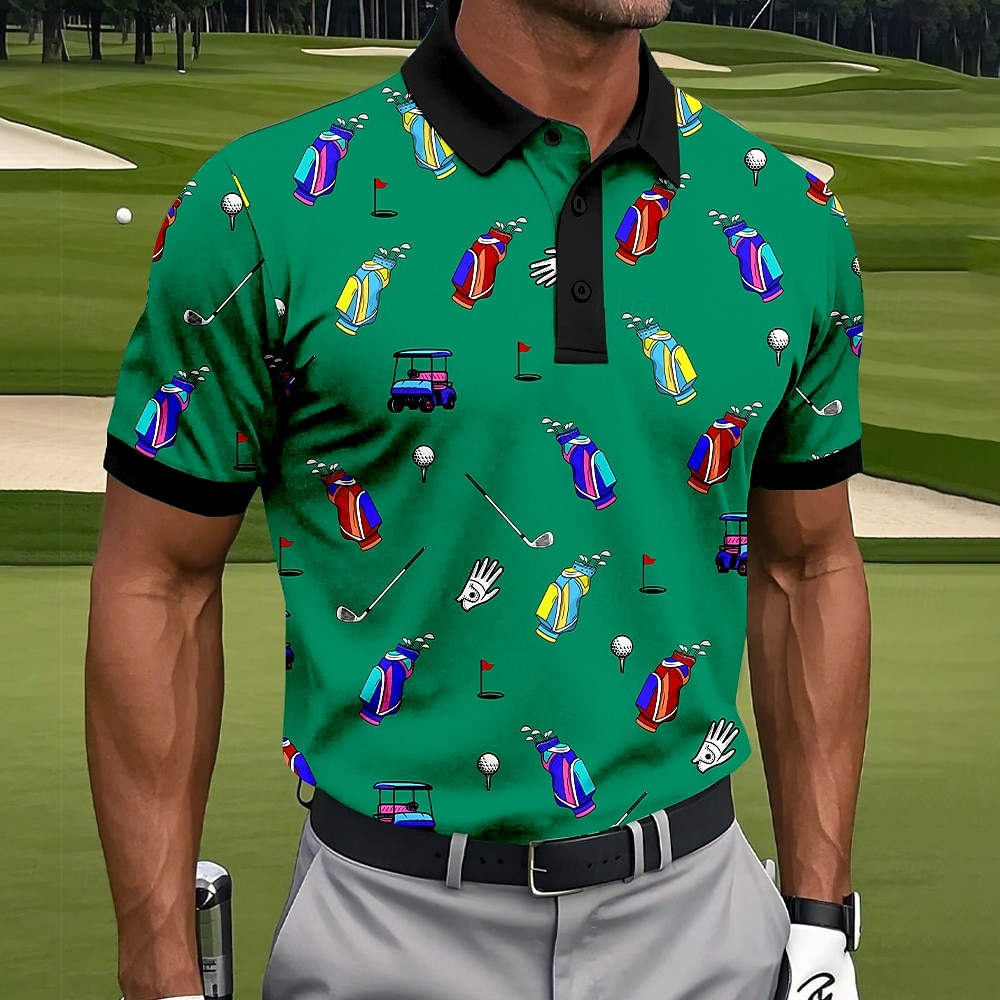 Bărbați Grafic Golf Tricouri polo sport Manșon scurt Tricouri de polo Cămăși cu guler Casual Îmbrăcăminte Atletică Nasturi Vară verde 1# verde 2# 2026 - $22.99 –P1