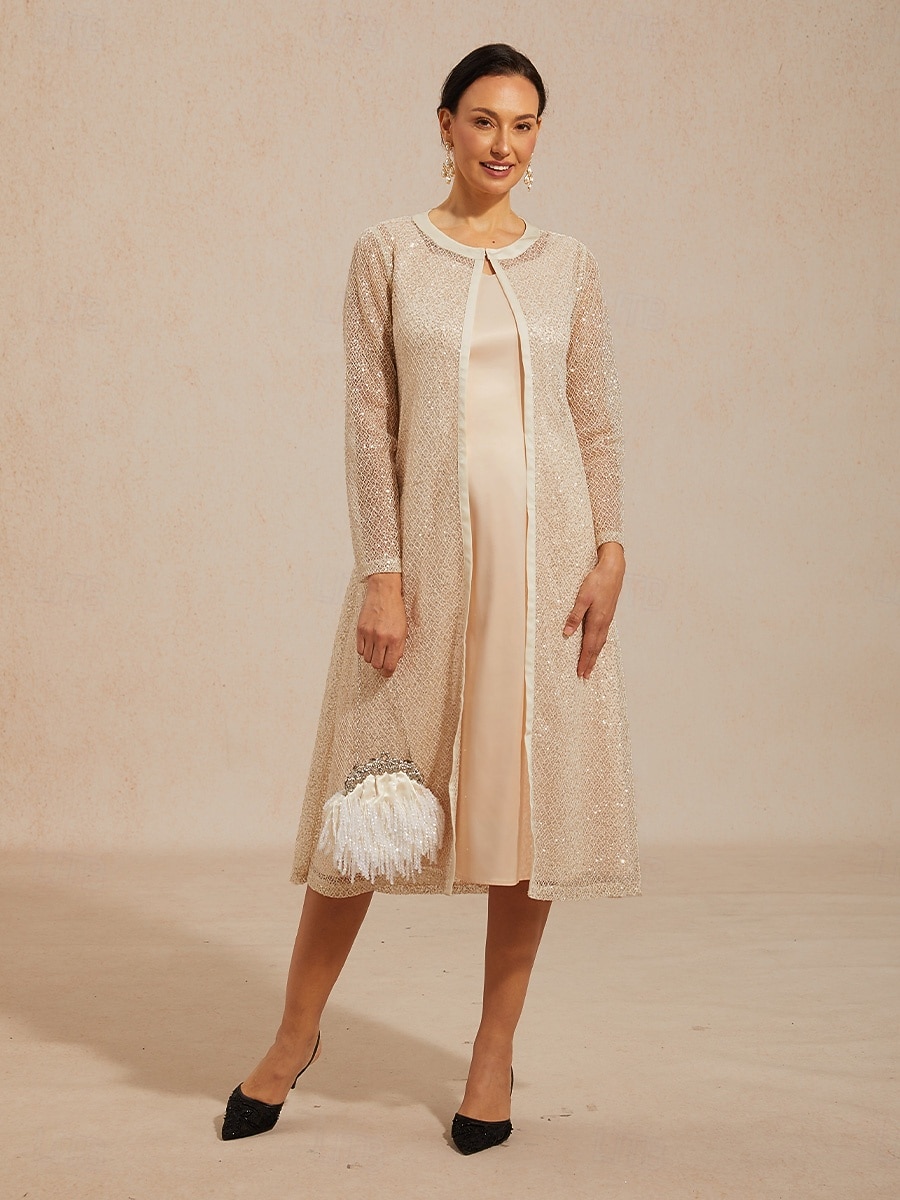 2026年 女性用 ジャケット スパンコール レース メッシュ エレガント 日常 レディース 長袖 クルーネック 日常 結婚式のゲスト シャンパン 夏 春 秋  コレクション – $81.99 –P4