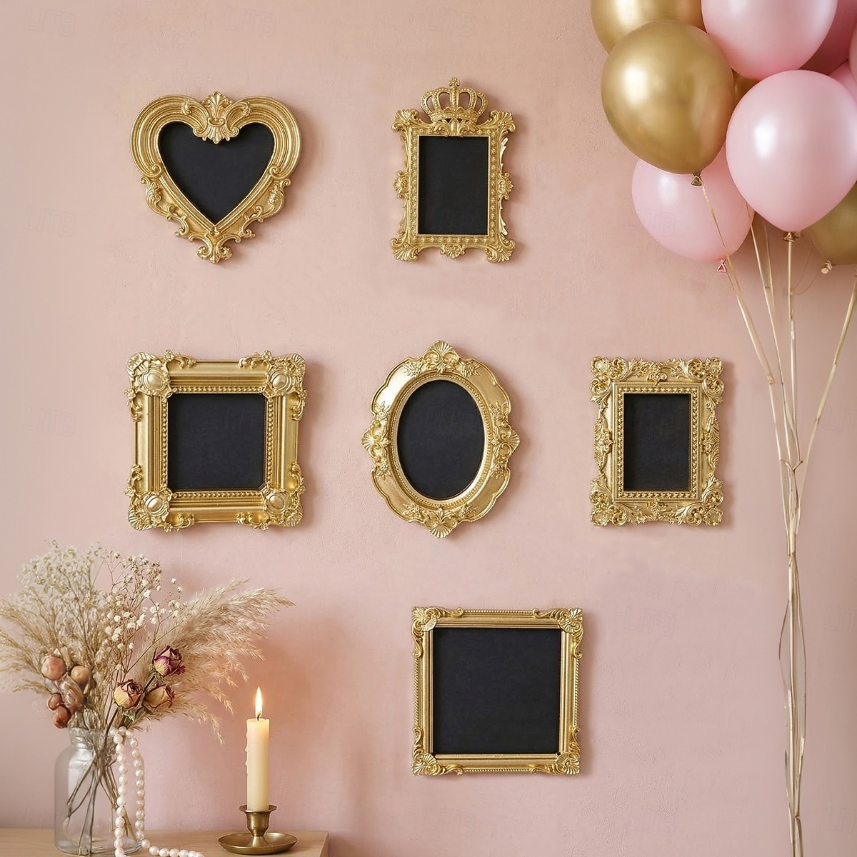 6PCS Vintage Gold Resin Embossed Frame Set – DIY Wall Decor, Photo Frame Accents for Home, Party, Birthday, Wedding, Holiday, Photography Props, Miniature House Decoration 2026 - $42.99 –P1