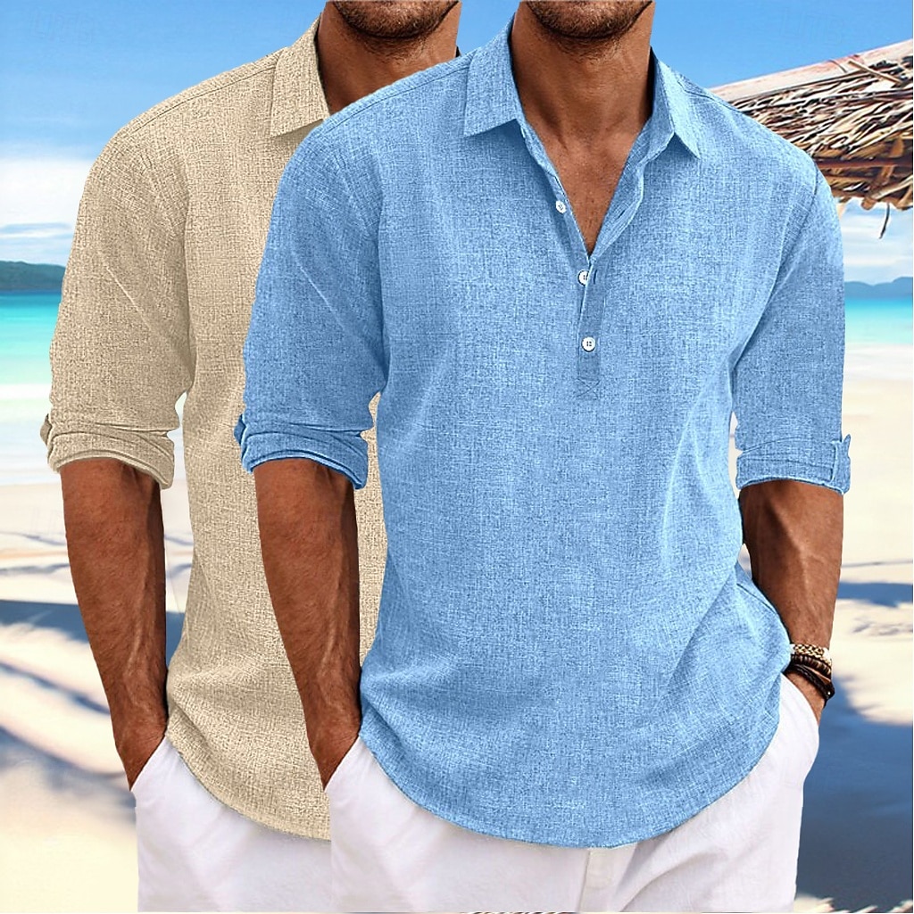 Férfi Ing Vászon ing Nyári póló Strandruházat Sima Hétköznapi Vakáció Zöld+Szürke Fehér + khaki Khaki + fekete Zöld+Khaki Hosszú ujj Térfogatcsökkenés Tavaszi nyár Nyár Ruházat 2026 - $37.99 –P6