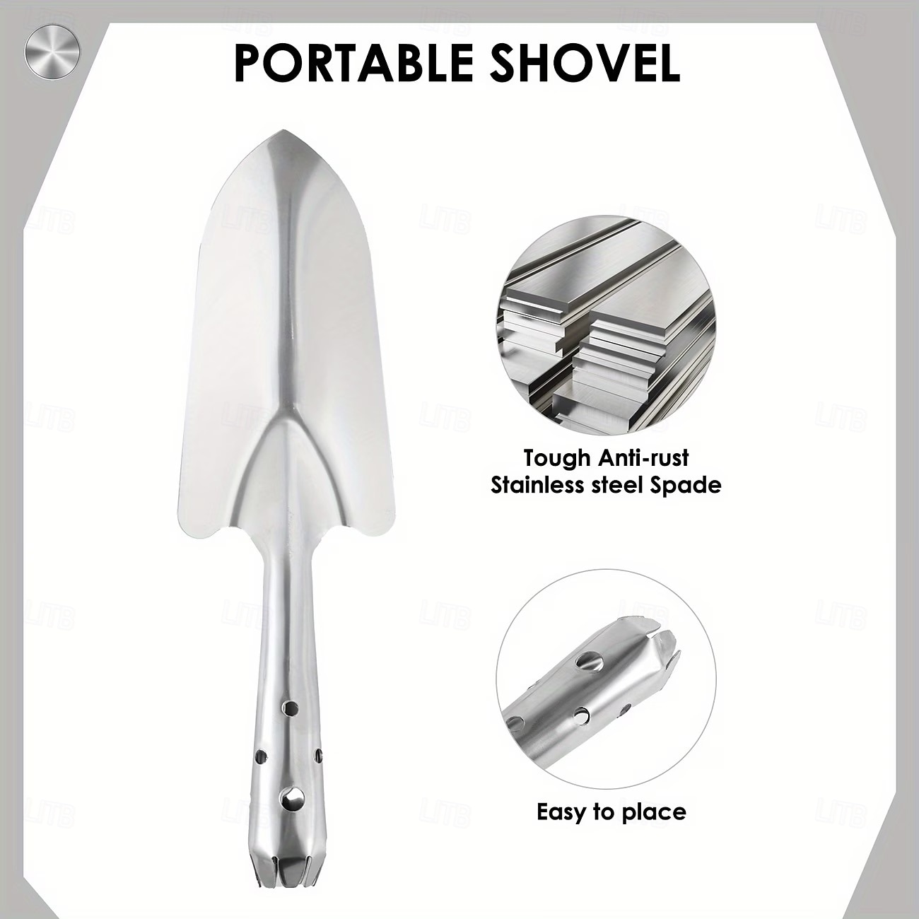 Rostfritt stålsiktset för trädgårdsskötsel med 5 storlekar 1/3/6/9/12 mm utbytbara maskor inklusive spade, perfekt för trädgårdsskötsel &, jordsiktverktyg, avtagbar kompostskärm för jord, sand, stenar 2026 - $39.99 –P6