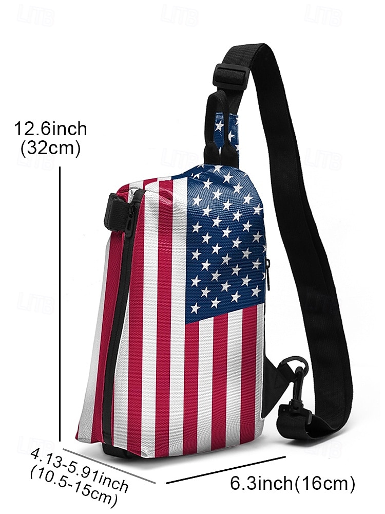 Men's USA Flag Polyester Chest Bag Large Capacity Sling Backpack with Adjustable Strap for US 250th Anniversary, Independence Day, Casual Daily Wear & Outdoor Sports 2026 - $24.99 –P10